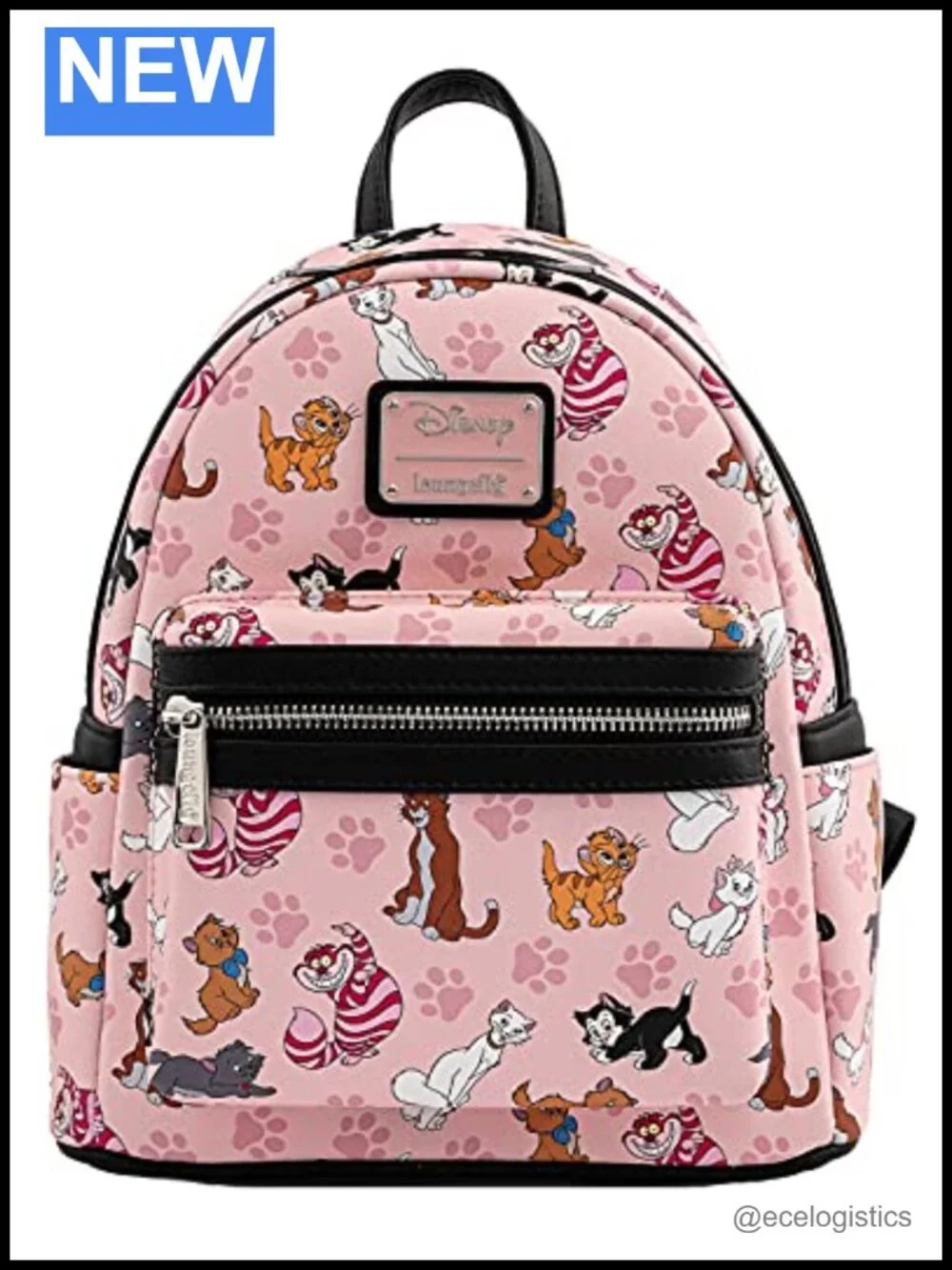 Loungefly Disney Cats Backpack Handbag Print Cheshire Aristocats Pink